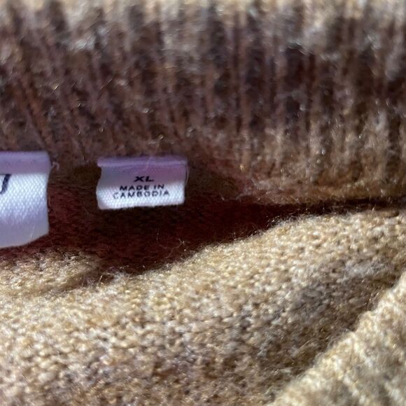 Gap Crew Neck Sweater Acrylic Womens Size XL Tan Casual Beige Hi Low - Picture 5 of 7